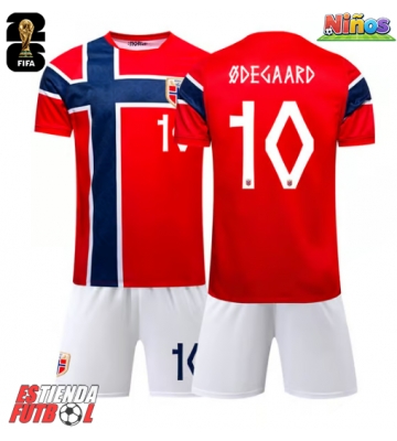 Noruega Martin Odegaard #10 Primera Equipación Niños Mundial 2026 Manga Corta (+ Pantalones cortos)